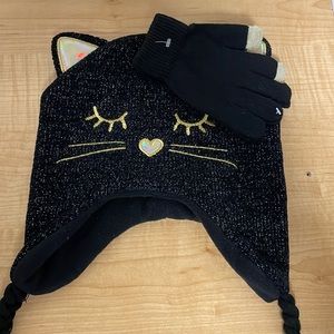 Kids Glitter Cat hat and gloves by Childrens Place
